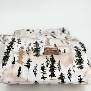 SweetHome Winter Cabin King Flannel Flat Sheet 102” x 105” Microfiber Lodge NWOT